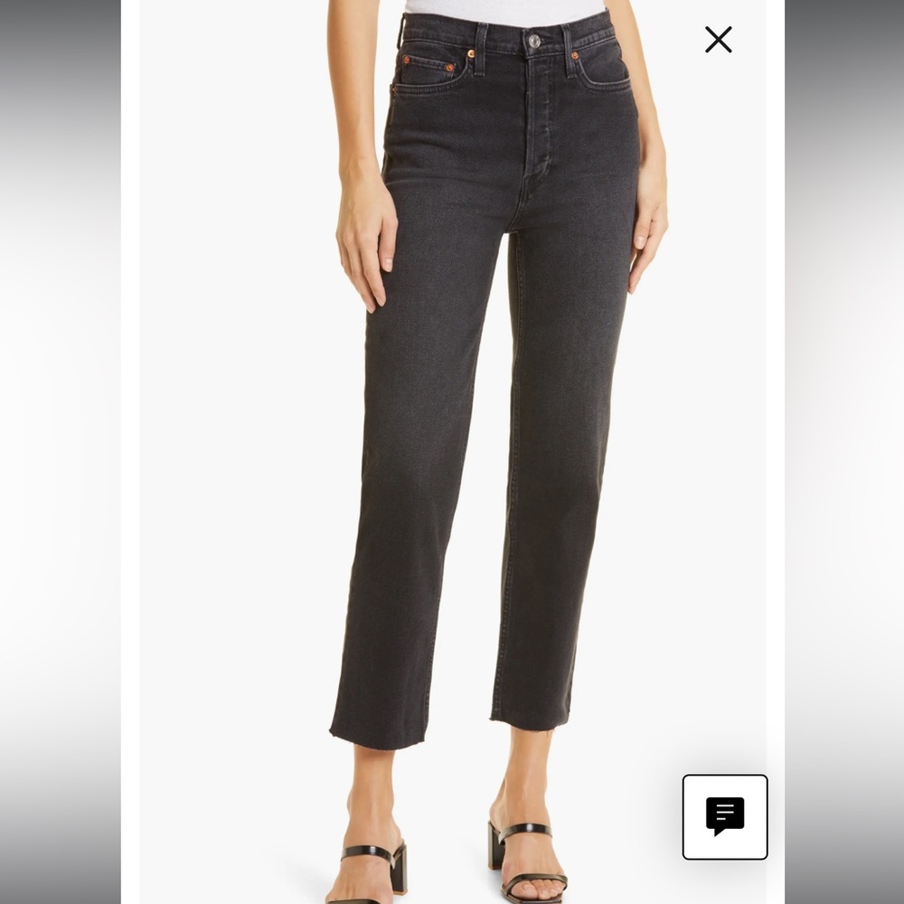 Re/Done Black High-Rise Straight Jeans